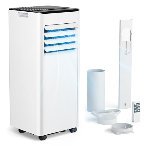 Klimaanlage Mobil - Klimagerät mit Abluftschlauch 7000 BTU | 4-in-1 Mobiles Klimagerät | Leiser Betrieb | Digitaldisplay + Fernbedienung | Fenster-Installationsset | 24h-Timer | Für Räume bis 20 m²
