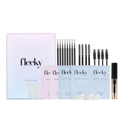 fleeky Augenbrauen & Wimpernlifting Set: Vegan und ohne Tierversuche - Lash & Brow Lifting Kit für natürlichen ausdrucksvollen Wimpernschwung & perfekt gestylte Brows