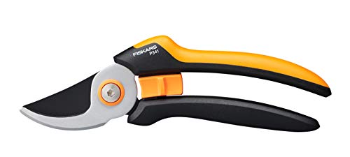 Fiskars Bypass-Gartenschere L, Solid, P341, Für frische Äste und Zweige, Antihaftbeschichtet, Edelstahl-Klingen, Länge: 20,5 cm, Schwarz/Orange, 1057164