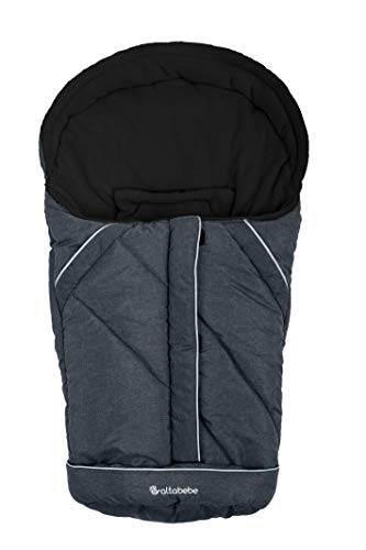 Altabebe (AL2003P-01) Winterfußsack für Babyschale (Römer, Maxi Cosi, Cybex) und Kinderwagenwanne, 3 Reißverschlüsse, komplett aufklappbar, Wasserabweisend, Winddicht, Farbe: Dunkelgrau-Schwarz