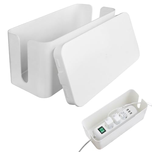 Figarge Kabelbox Kabelmanagement Box zum Kabel verstecken Mehrfachstecker Organisator Sie die Computerverkabelung lose Drähte Draht Organisator Box weiß