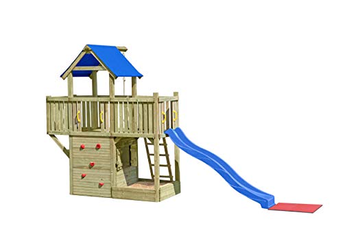 Gartenpirat Spielturm Galeone mit Rutsche und Kletterwand, Spielhaus, Sandkasten, TÜV