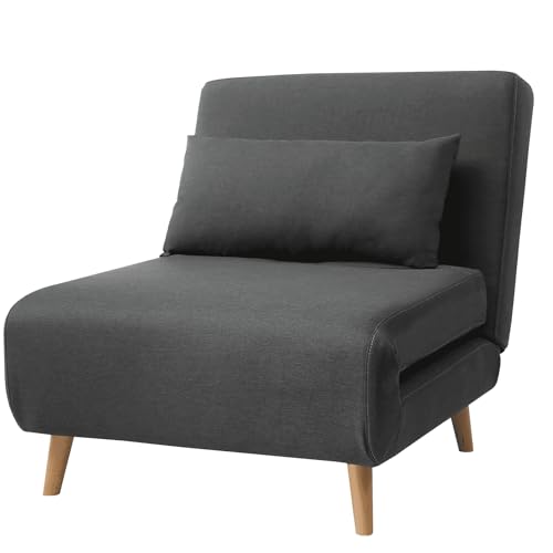 Asukale Schlafsofa, 4 in 1 Schlafsessel mit Bettfunktion, Schlafcouch, Gästebett, Einzelsofa, Polstersofa, mit Verstellbarer Rückenlehne,Chaiselongue, für Schlafzimmer, Wohnzimmer Grau