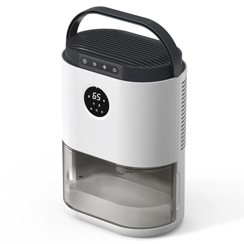 CONOPUPlus Luftentfeuchter, 2300Ml Luftentfeuchter Elektrisch Mit Auto Feuchtesensor und Anzeige, 48H Timer, 7 Farbige Kontrollleuchten, Automatische Abtauung, White