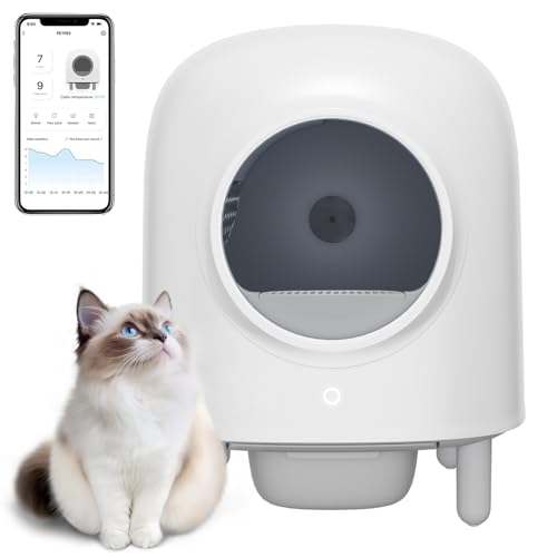 Selbstreinigende Katzentoilette mit 65L Kapazität, Abnehmbarem Sandkontrollkasten, APP-Steuerung und Sicherheitswarnung – Ideal für Mehrkatzenhaushalte