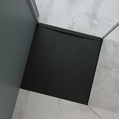 Mai & Mai Duschtasse Duschwanne aus Mineralguss BxTxH: 90x90x3 cm Mineralgusswanne in Anthrazit DIN-Anschlüsse Geoma07