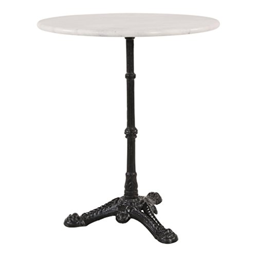 GM-Milte Cafetisch Gartentisch Bistrotisch Marmor Marmortisch weiß gusseisener Fuß Ø60cm