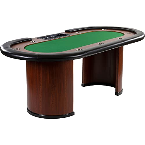 GAMES PLANET Pokertisch „Royal Flush“, 213 x 106 x75 cm, Farbwahl, Gewicht 58kg, 9 Getränkehalter, gepolsterte Armauflage, grün
