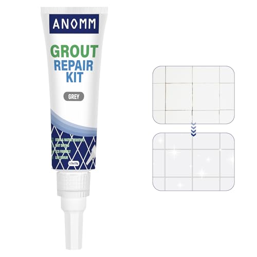 ANOMM 120 ml Fugenstift für Fliesen, Fugenmörtel zum Ausbessern von Fliesenfugen, Schnell Trocknender Fliesenfugenreiniger, Fugenversiegelung für Küche, Badezimmer, Bodenfliesen, Wandlinien, Grau