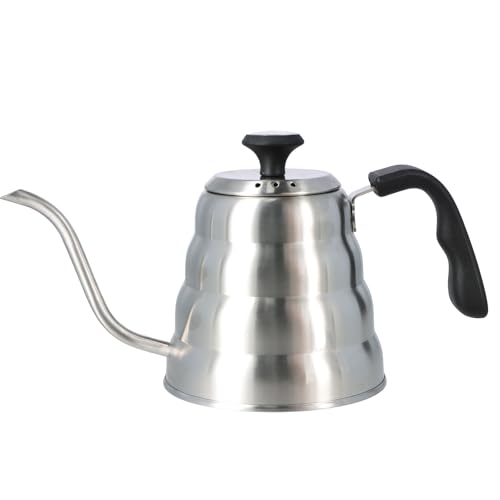 Nivofu Wasserkocher Schwanenhals 1200ml mit Thermometer, Schwanenhals Wasserkocher Mokkakanne Induktion, Edelstahl, Sicher und Robust, Perfekt für Kaffeeliebhaber und Tee, Küche Unverzichtbar