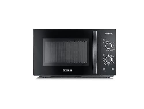 SEVERIN 2-in-1 Mikrowelle mit Grill 800 W, Grillofen mit 25 L Kapazität und 9 Leistungsstufen, Mikrowelle mit Grillrost und Drehteller, silber, MW 7785