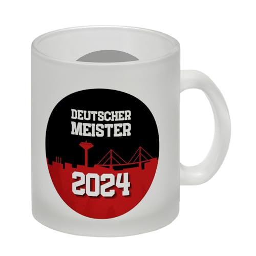 Leverkusen Glas Tasse mit Spruch Deutscher Meister 2024 Ideal für Leverkusen-Fan Fußball Meisterschale Top Liga NRW Rhein Meisterschaft