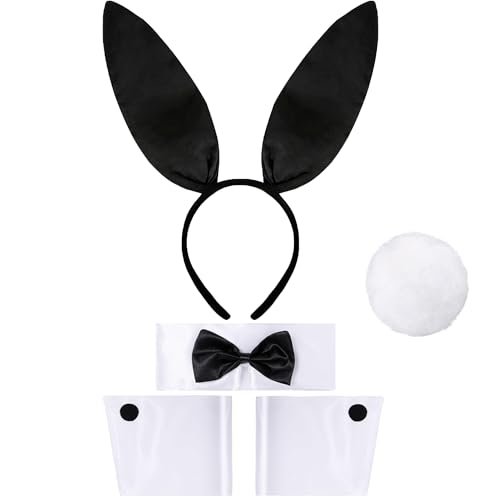 Goenb Bunny Kostüm, Bunny Zubehör Bunny Outfit Bunny Kostüm Erwachsene Bunny Kostüm Erwachsene Bunny Ohren Osterhasen Kostüm Se für Weihnachten Ostern Cosplay Kostüm Party