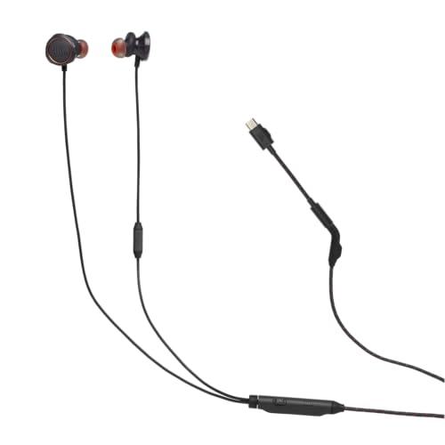 JBL Quantum 50C, kabelgebundenes In-Ear-USB-C-Gaming-Headset mit JBL QuantumSURROUND Sound, Multi-Plattform-Kompatibilität, sprachfokussiertem Mikrofon, Lautstärke-Slider und Stummschaltung, Schwarz