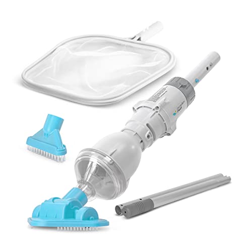 Paradies Pool Akku Poolsauger PP Star 02 Plus, inkl. Kescher und Stange | Nutzung ohne Kabel | schwenkbarer Saugkopf mit Bürste | Für Pools bis zu 10 m³