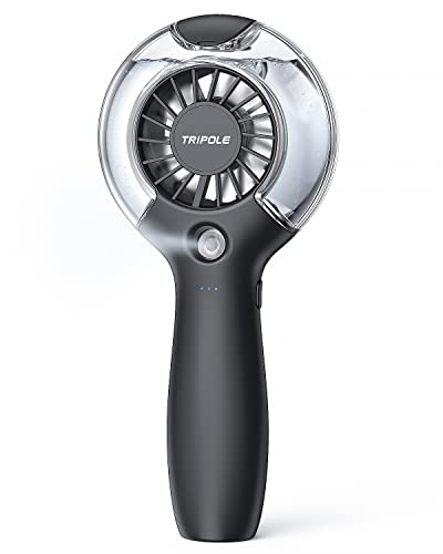 TriPole Hand Ventilator mit Wasserkühlung, USB Ventilator Klein [8-30Std] Mini Ventilator mit Befeuchter 3 Stufen, 55ml Nebelventilator, 4000mAh Tragbarer Ventilator mit Kühlung für Draußen, Reisen