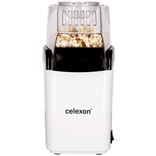 celexon CinePop CP150 Popcorn-Maschine - 13x19x29cm - Gewicht: 900g - weiß - einfach zu reinigen - ohne Öl/fettarm - Popcorn-Maker