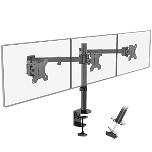 PUTORSEN Monitor Tischhalterung für 3 Monitore 13'-27' LCD LED TV Bildschirme Flachbildschirm, Belastbarkeit: 7 kg/pro Monitor, neigbar 180°, schwenkbar 360°, höhenverstellbar