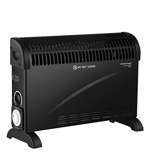 DONYER POWER Elektrische Konvektor-Heizung 2000W Raumheizung mit einstellbarem Thermostat und 24-HR-Timer Schwarz