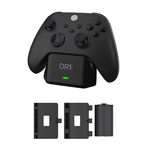 DR1TECH PowerSetX Ladestation und Akku Für Controller XBOX One X/S, Series X/S - Zubehör Für XBOX Wireless Controller + Smart Battery 1200 mAh (Controller NICHT Enthalten) [Amazon Exclusive]