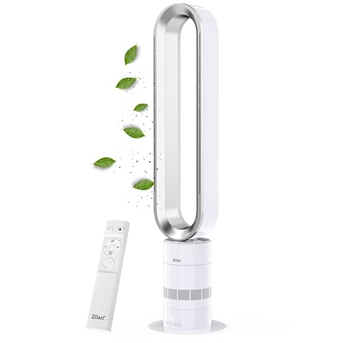 Zilan Turmventilator energiesparender BLDC Motor mit Fernbedienung Ventilator energiesparend oszillierend sehr leise Design Standventilator 10 Stufen Säulenventilator mit Kühlung Tower Fan