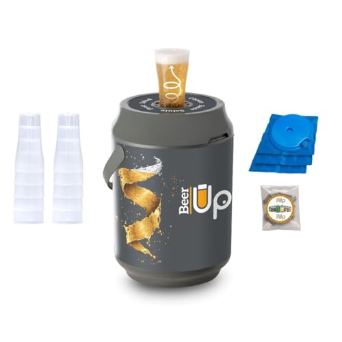 BEER UP – Bierzapfanlage mit Kühlung für zu Hause mit 20 Gläser für 5L Beertender® Fässer - Frische Bierfässer 20std Ohne Strom - Transportierbar - Events, Picknicks, Aperitifs (STANDARD)