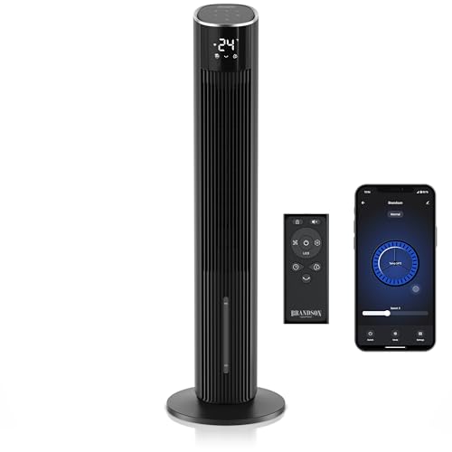 Brandson - Turmventilator mit Wasserkühlung - Wifi Smart Home - sehr leise ECO GREEN - 12 Geschwindigkeiten – Sensor Touch Steuerung - Luftbefeuchter - Klimaanlage mobil - Luftkühler – Oszillation