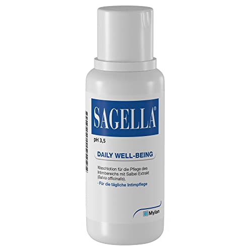 SAGELLA pH 3,5 – DAILY WELL-BEING: Intimwaschlotion mit Milchsäure und Salbei-Extrakt für die tägliche Intimpflege, 250 ml