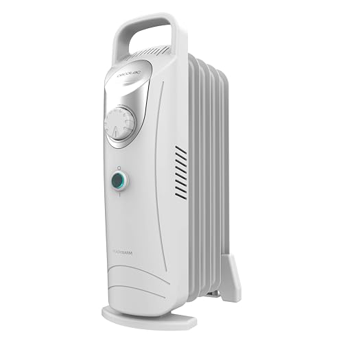 Cecotec Elektrischer Ölradiator mit niedrigem Verbrauch – 5 Module – ReadyWarm 500 Space White. 500 W, einfache Bedienung, Tragegriff, Sicherheitssystem, ideal für 10 m², Weiß