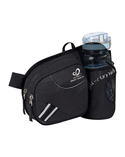 WATERFLY Gürteltasche Bauchtasche mit Flaschenhalter Damen und Herren, Atmungsaktiv Sport Hüfttasche für Laufen Radfahren Camping Klettern Reisen Wandern Joggen Hundetraining