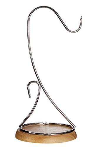 Premier Housewares Bananenhalter, Chrom mit Holzfuß, H35 x W16 x D16cm, Silver