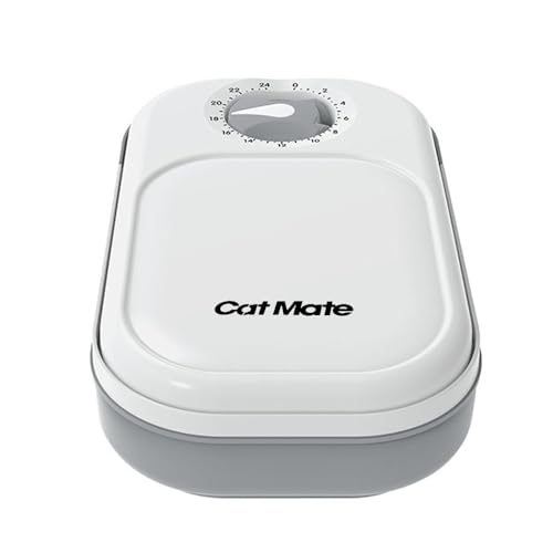 Cat Mate C100 Automatischer Einzelfutterautomat mit Timer-Steuerung – Geeignet für Katzen und Kleine Hunde, Für Nass- oder Trockenfutter, Fassungsvermögen Bis zu 400 g, Weiß
