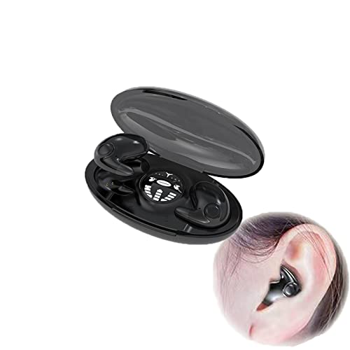 WANWEN Bluetooth-KopfhöRer in Ear, KopfhöRer Bluetooth Noise Cancelling, Unsichtbarer Drahtloser Schlafkopfhörer IPX5, mit kabelloser Ladebox, Doppelte Geräuschunterdrückung (Black)