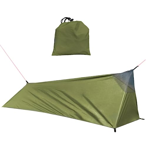 500g Campingzelt Ultralichtes-1 Person Zelt Grün 220X70X60/35cm Praktisches Wurfzelt für Trekking Camping Backpacking Reisen Abenteuer und Campingausflüge mit Moskitonetz