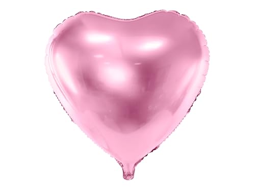 PartyDeco Folienballon Herz 35cm - Ballon für Helium oder Luft Folienballon Mylar Herz pink metallic Ø 45 cm- Rosa