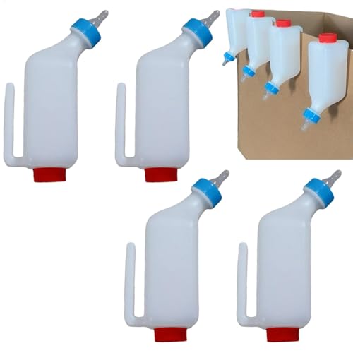 4 Stücke Lämmerflasche Milchflasche - 800 Ml Lamm-Stillflasche - Ziegenmilch Flasche Aufzuchtflasche Milchflasche Mit Sauger Und Griff | Für Schaf Lamm Kälber Ziegenmilchfutterautomat