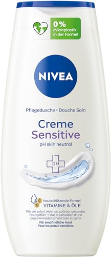 NIVEA Creme Sensitive Pflegedusche (250 ml), pH-hautneutrales Duschgel mit Kamillen-Extrakt, feuchtigkeitsspendende Cremedusche für sensible Haut ohne Seife