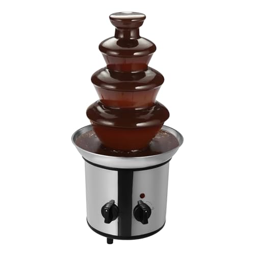 Schokoladenbrunnen 170W Edelstahl Schokobrunnen Max. Kapazität 1 kg Schokofondue Schokoladenfondue Schokoladenfontäne mit Schmelz-und Fließfunktion