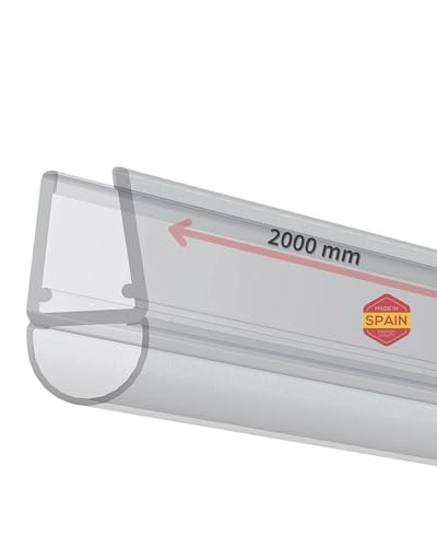 Gedotec Duschtürdichtung streifend 2000mm, Premium Duschdichtung 6 mm - 8 mm, Schwallschutzleiste Dusche als Glasbodendichtung transparent, Duschdichtungen für Duschtüren wasserabweisend