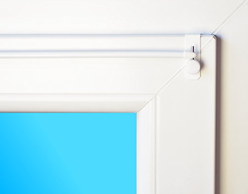 Dekondo Gardinenstange 'Easy', weiß, ausziehbar, inkl. Fensterhaken, Klemmbereich 15-20mm, Befestigung oben oder seitlich am Fenster (15-20mm Fensterdicke) (80-100cm)