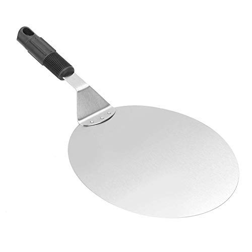 LSTK Edelstahl Pizzaschaufel Rund, Pizzaschieber mit Griff Pizzaheber & Brotschieber