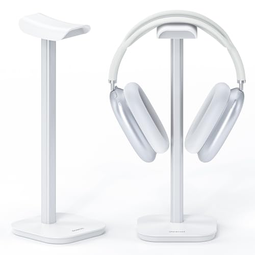doenci Headset Halterung, Kopfhörer Ständer für Alle Over Ear Bluetooth Kopfhörer, Universal Kopfhörer Halter mit Gewichtete Basis + Aluminiumrohr, Gaming Headset Halter Schreibtisch Zubehör (Weiß)