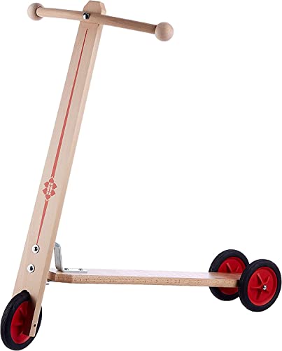 Holz-Wenzel 210KR - Kinderroller Peter aus Holz, ca. 62 cm lang und 62 cm hoch, mit drei Kunststoffrädern und Siebdruck-Verzierung
