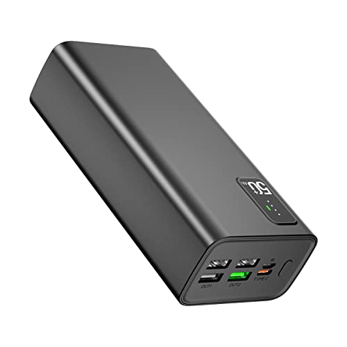 Portable Charger, QC3.0 22,5 W & USB C PD 20W Schnelles Aufladen 50000mAh Powerbank, Externer Akku, 5 Outputs (QC & USB & Typ C) und 2 Inputs für Handy Pad Headset usw.