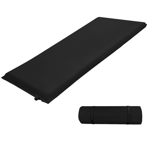 ALPIDEX Isomatte Camping 2.5 cm┃6 cm┃10 cm Dick Schaumstoff Selfinflating Matte Selbstaufblasende Outdoor Thermomatte Robust Isolierend, Farbe:Black, Maße:190 x 60 x 2.5 cm