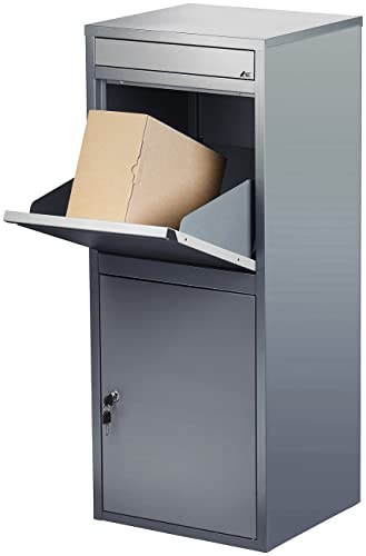 AGT Paketbox: Stand-Paketbriefkasten mit Rückholsperre, Stahlblech, 2 Schlüssel (Paketkasten, Standbriefkasten, Paketstation)