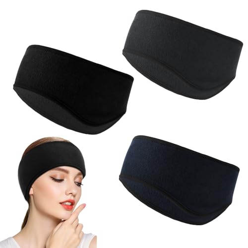 YBCCBY 3 Stück Winter Stirnband Sport Ohrenwärmer für Damen Herren Ohrenschützer Warm Sportstirnband Winterstirnbänder Stirnband Fahrradhelm Headband Kopfband für Laufen Wandern(Schwarz, Grau, Marine)