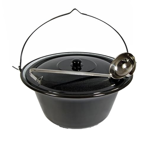 troph-e-shop Set Gulaschkessel Gulaschtopf 22 Liter Emaille + Deckel + Gratis Schöpfkelle