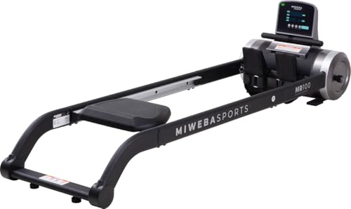 Miweba Sports Rudergerät MR100 | Rudermaschine klappbar - Fitnessgerät - Magnetbremse - 6 Widerstandsstufen - Heimtrainer - Krafttraining - Rudergeräte für Zuhause - Rowing Machine (Grau)