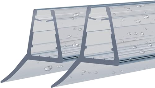 WOWINNE Duschdichtung 2x100cm Dichtung Transparent für 4-6mm Glastür Duschwand Badewanne Duschkabine Wasserabweiser Schwallschutz Duschdichtungen für Duschtüren